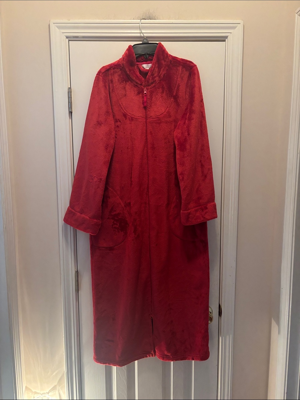 Charter Club Red Plush full zip long robe
